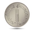 France one centime obverse coin on a white isolated background. Royalty Free Stock Photo